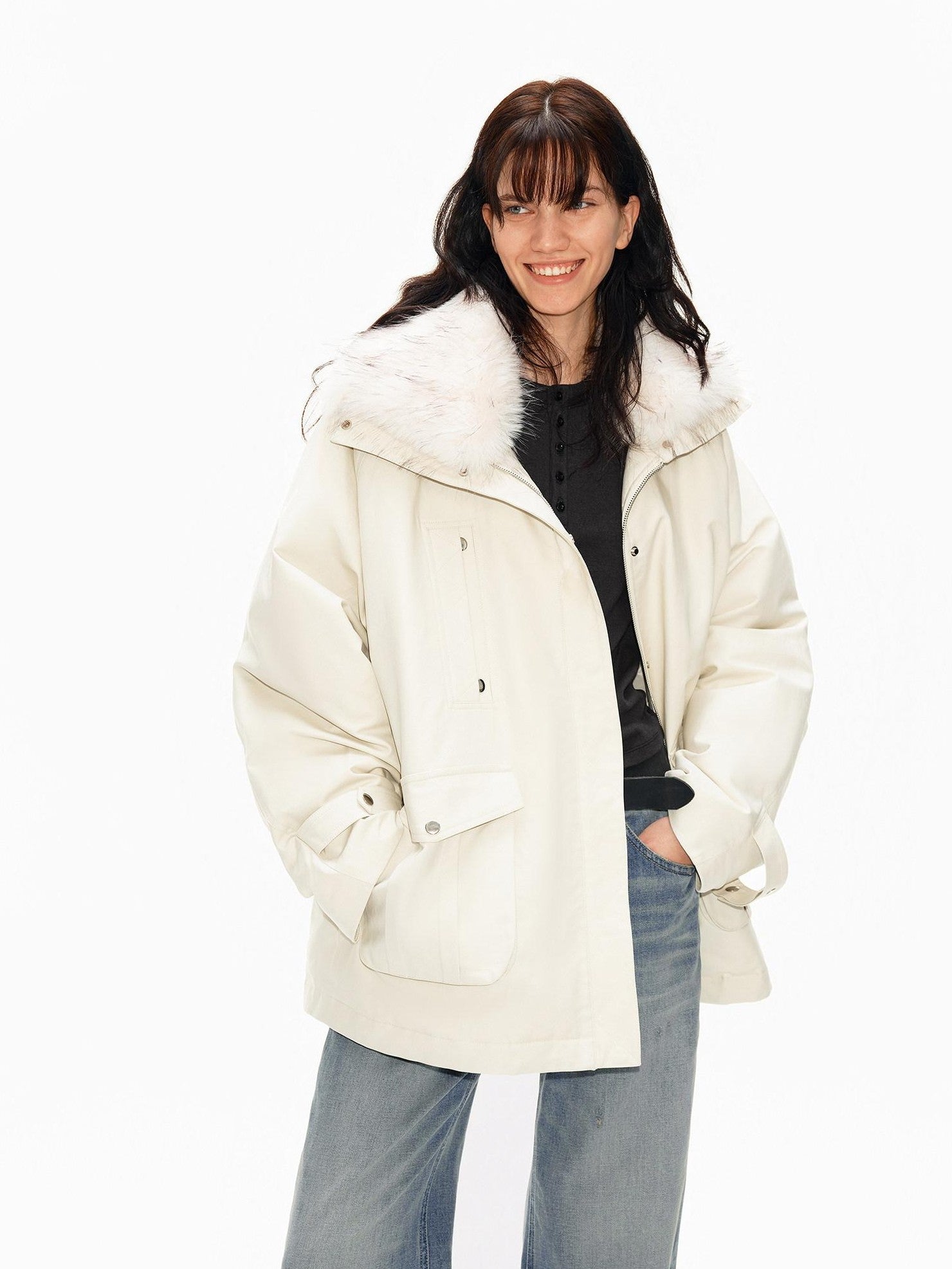 Northbutsouth Fur Collar Diamond Quilted Women&
