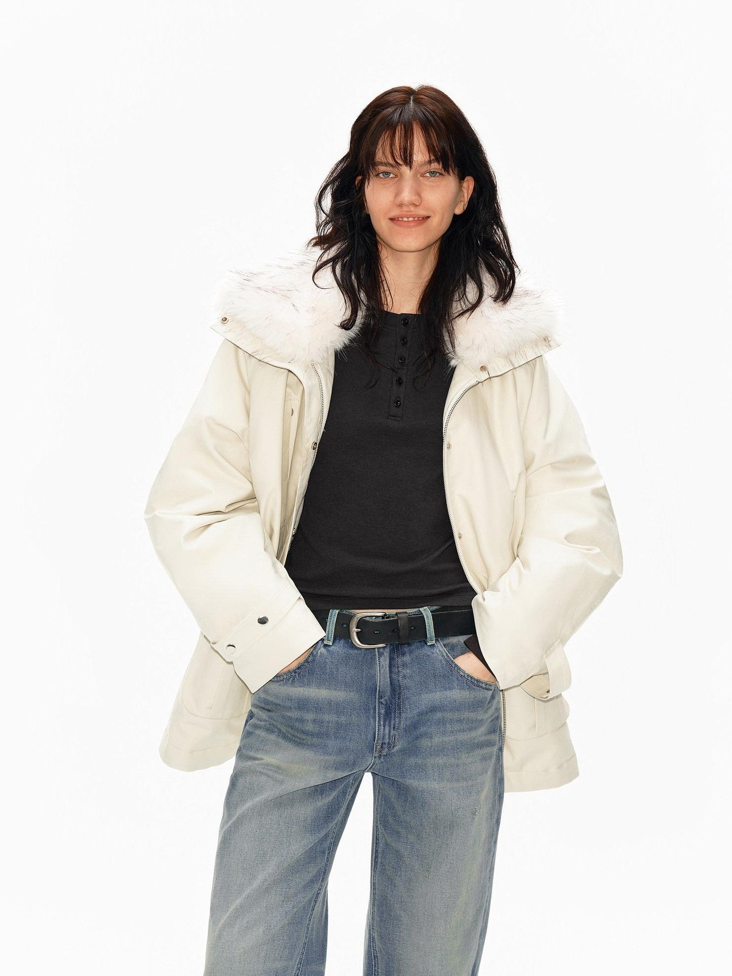 Northbutsouth Fur Collar Diamond Quilted Women&