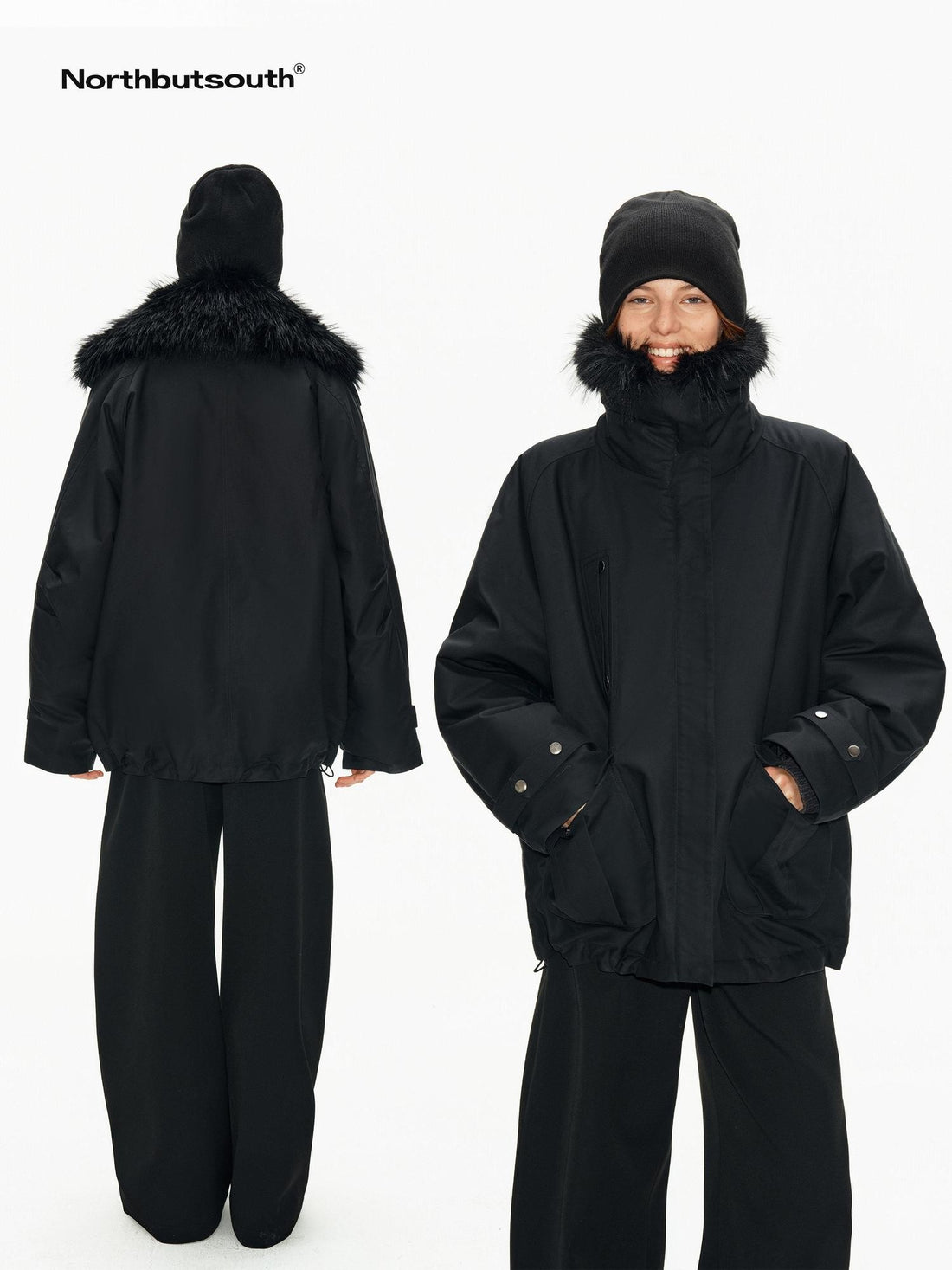 Northbutsouth Fur Collar Diamond Quilted Women&