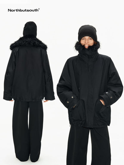 Northbutsouth Fur Collar Diamond Quilted Women&