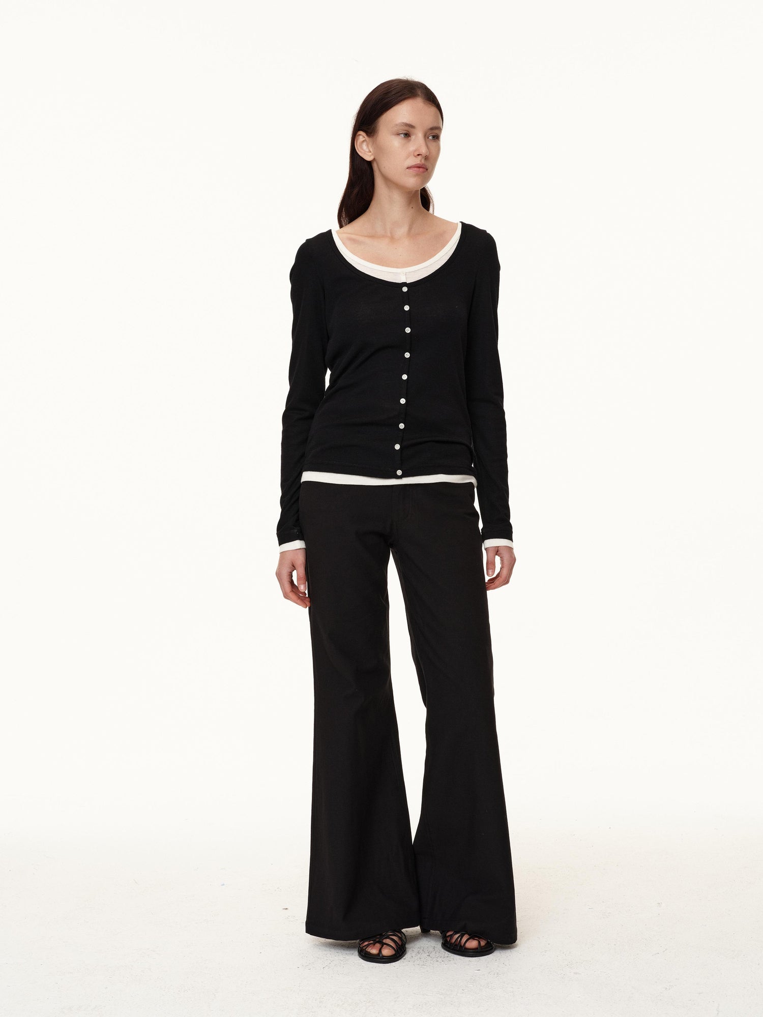Northbutsouth Gong Sand Wash Bamboo Cotton Low Rise Flared Pants