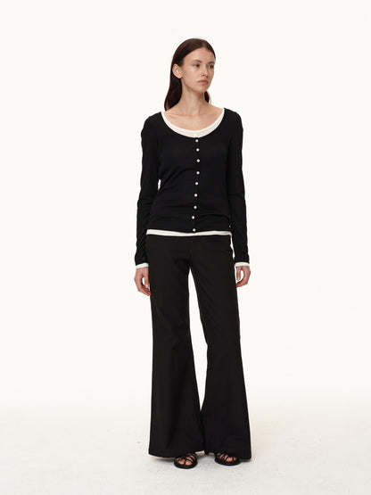 Northbutsouth Gong Sand Wash Bamboo Cotton Low Rise Flared Pants