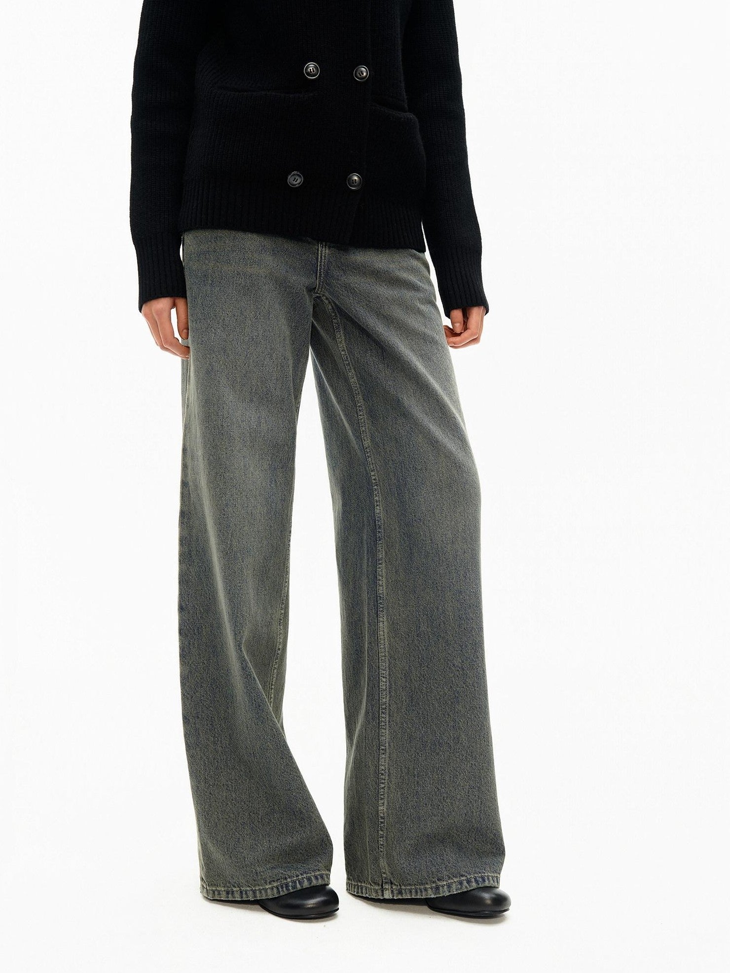 Northbutsouth Gray Blue Vintage Washed Brushed Low Rise Women&