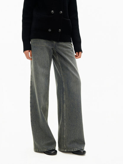 Northbutsouth Gray Blue Vintage Washed Brushed Low Rise Women&