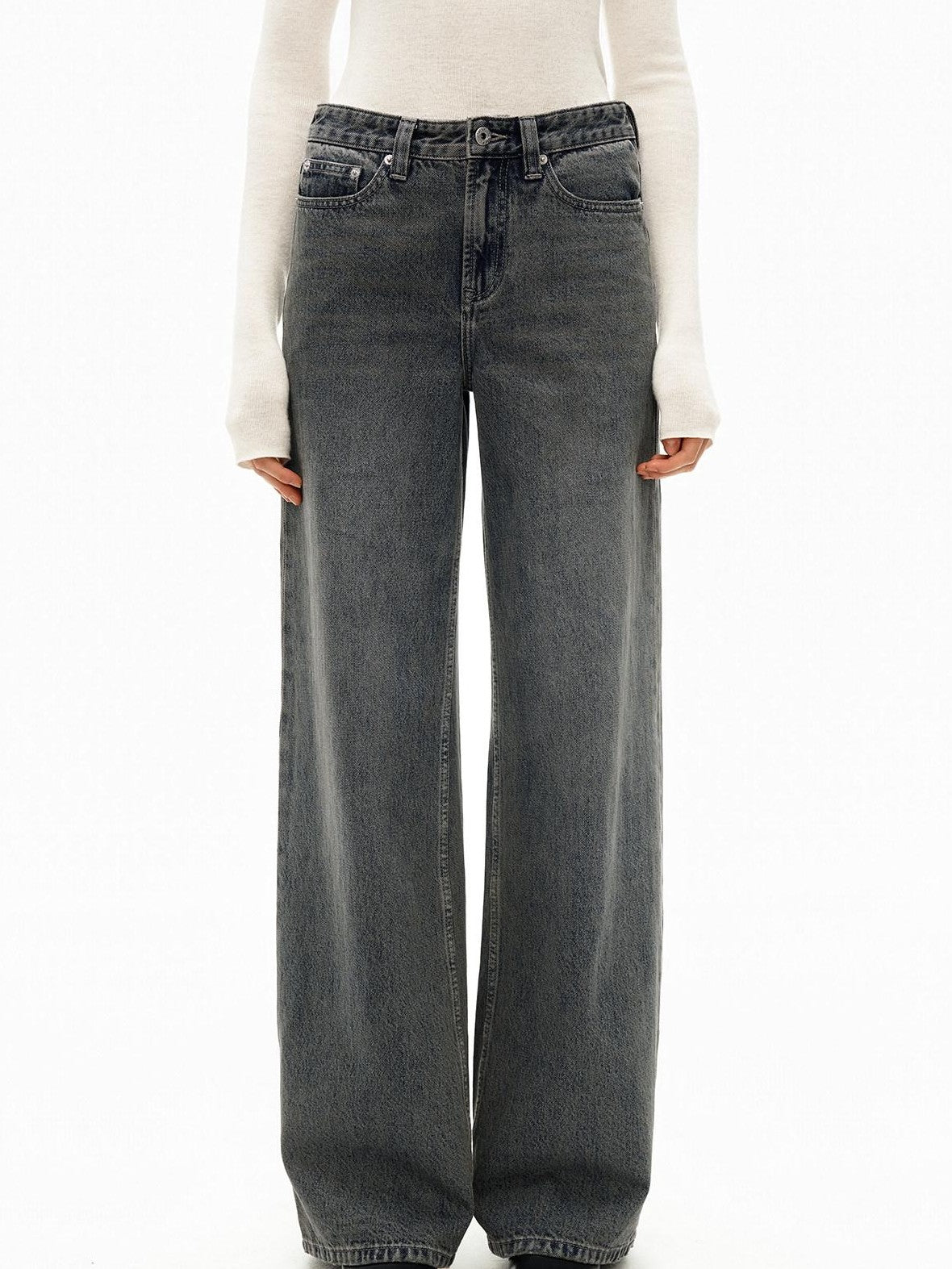 Northbutsouth Gray Blue Vintage Washed Brushed Low Rise Women&