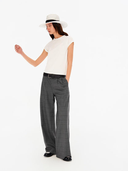 Northbutsouth Gray Plaid Mid Rise Relaxed Straight Women&