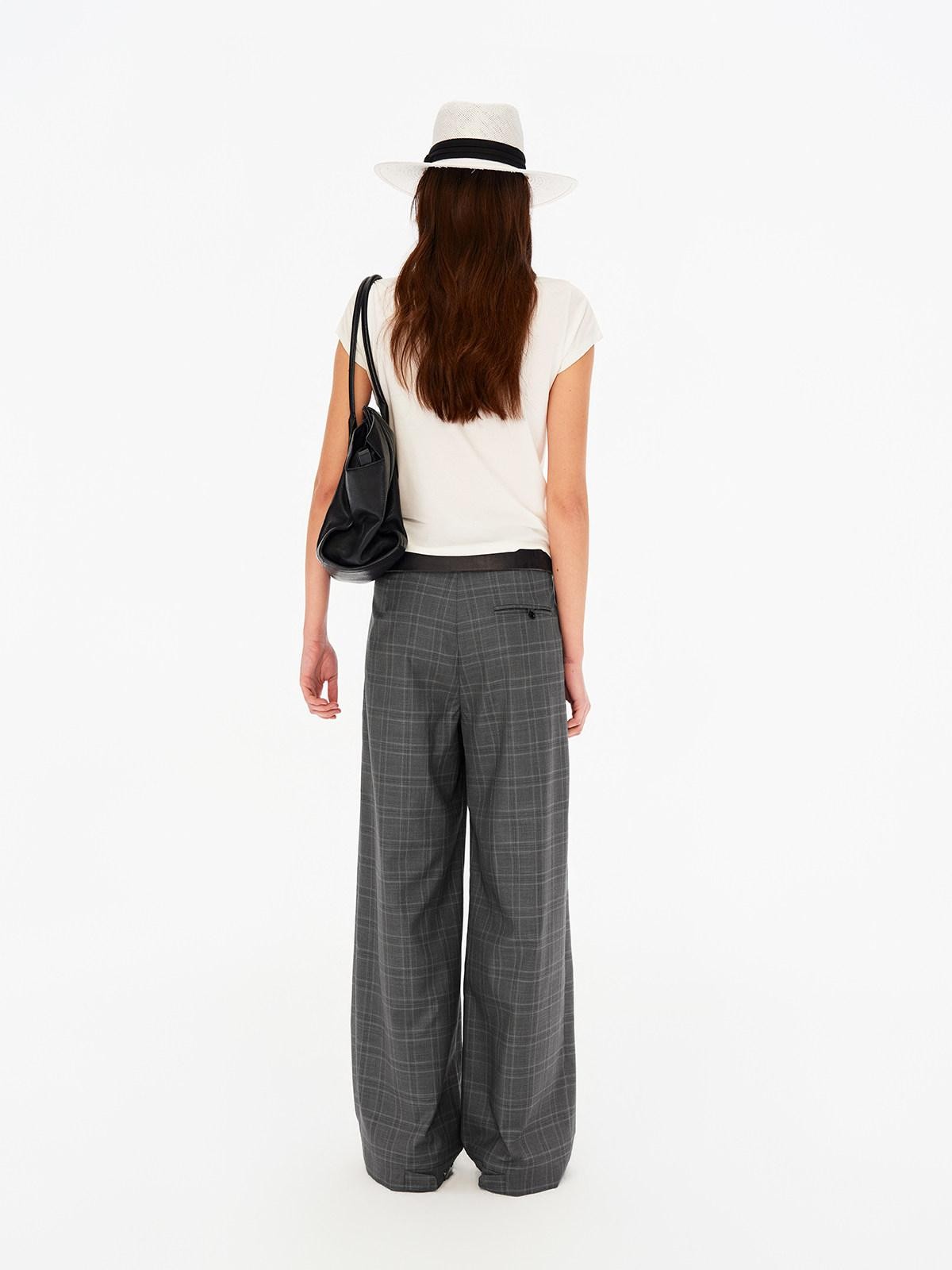 Northbutsouth Gray Plaid Mid Rise Relaxed Straight Women&