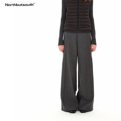 Northbutsouth_Gray_Tweed_Mid_Waist_Side_Seam_Wide_Leg_Women&