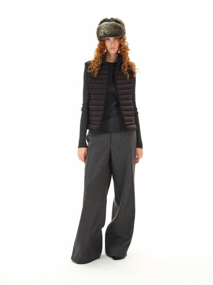 Northbutsouth Gray Tweed Mid Waist Side Seam Wide Leg Women&