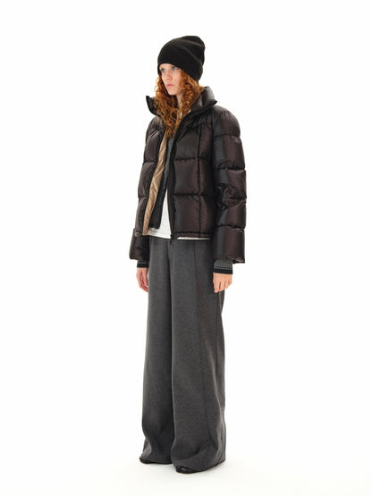 Northbutsouth Gray Tweed Mid Waist Side Seam Wide Leg Women&