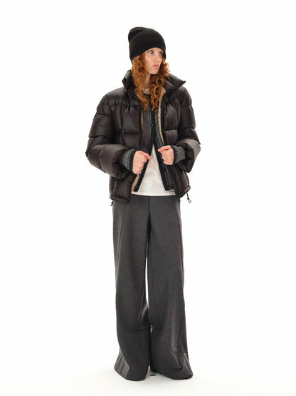 Northbutsouth Gray Tweed Mid Waist Side Seam Wide Leg Women&