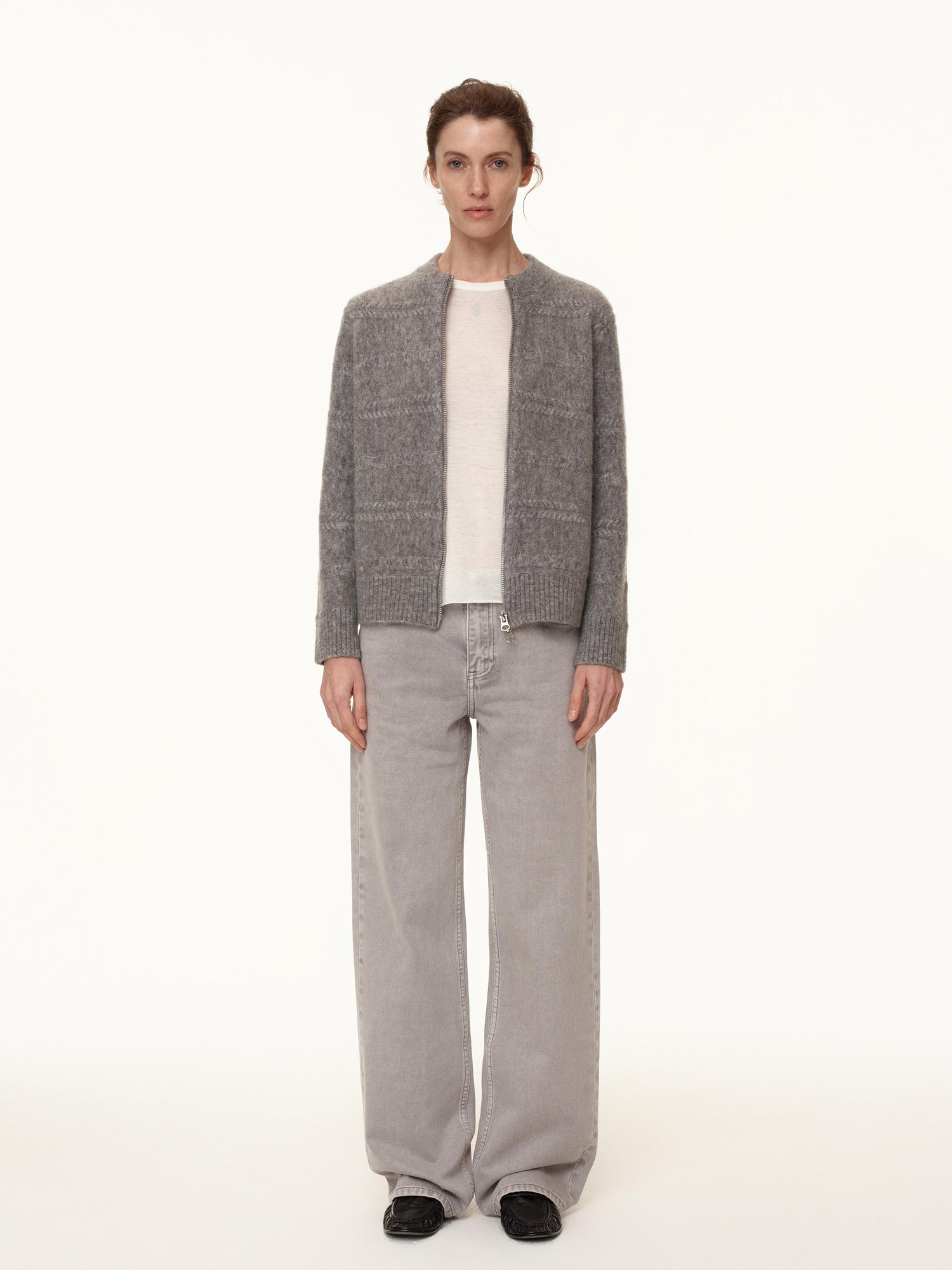 Northbutsouth Grey Low Rise Straight Leg Jeans With Soft Washed Texture