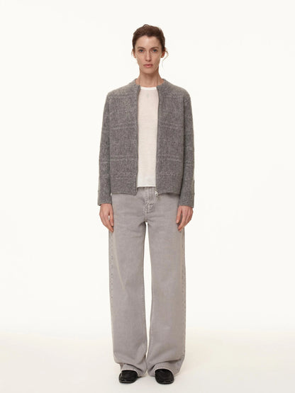 Grey Low Rise Straight Leg Jeans With Soft Washed Texture