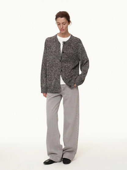 Grey Low Rise Straight Leg Jeans With Soft Washed Texture