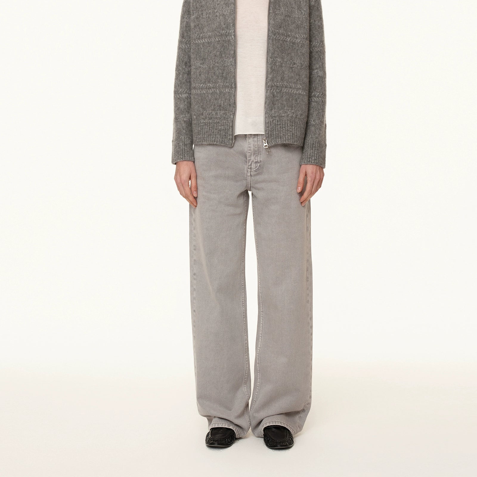 Northbutsouth Grey Low Rise Straight Leg Jeans With Soft Washed Texture MISSTT