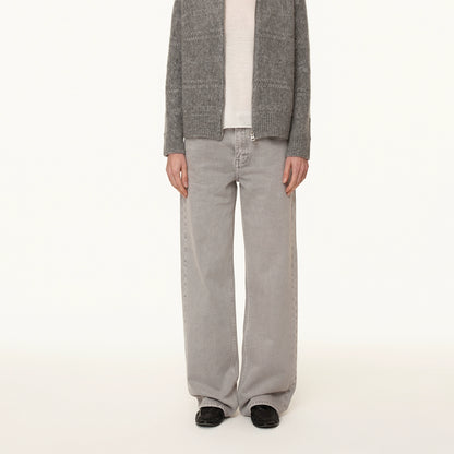 Northbutsouth Grey Low Rise Straight Leg Jeans With Soft Washed Texture MISSTT