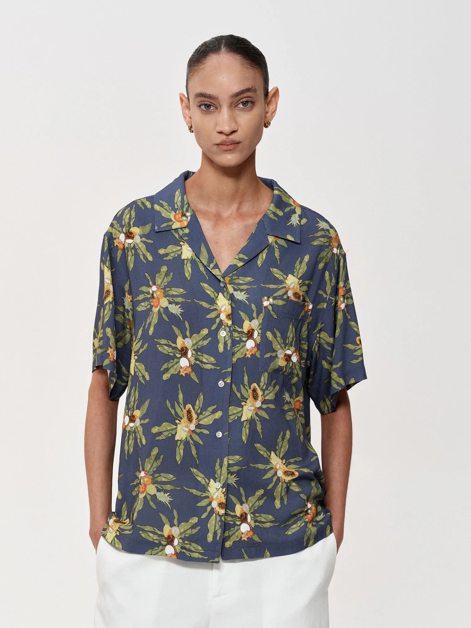 Hawaiian Holiday Fun Print Relaxed Vacation Shirt