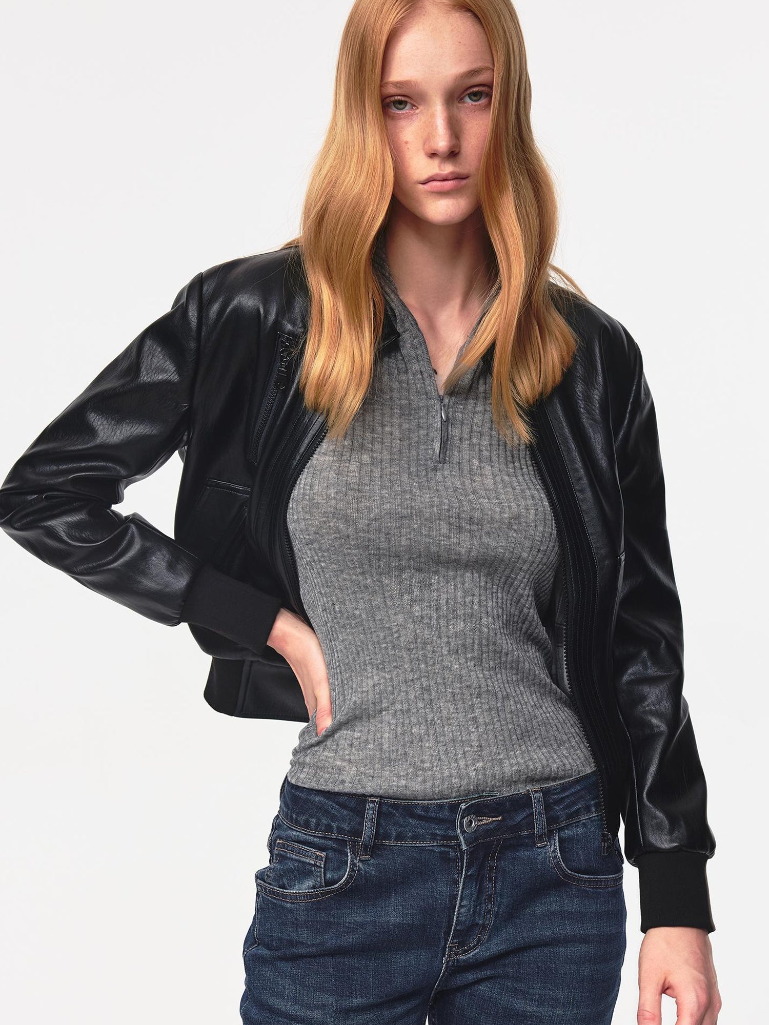 Northbutsouth High Elastic Merino Wool Ribbed Hooded Half Zip Base Layer