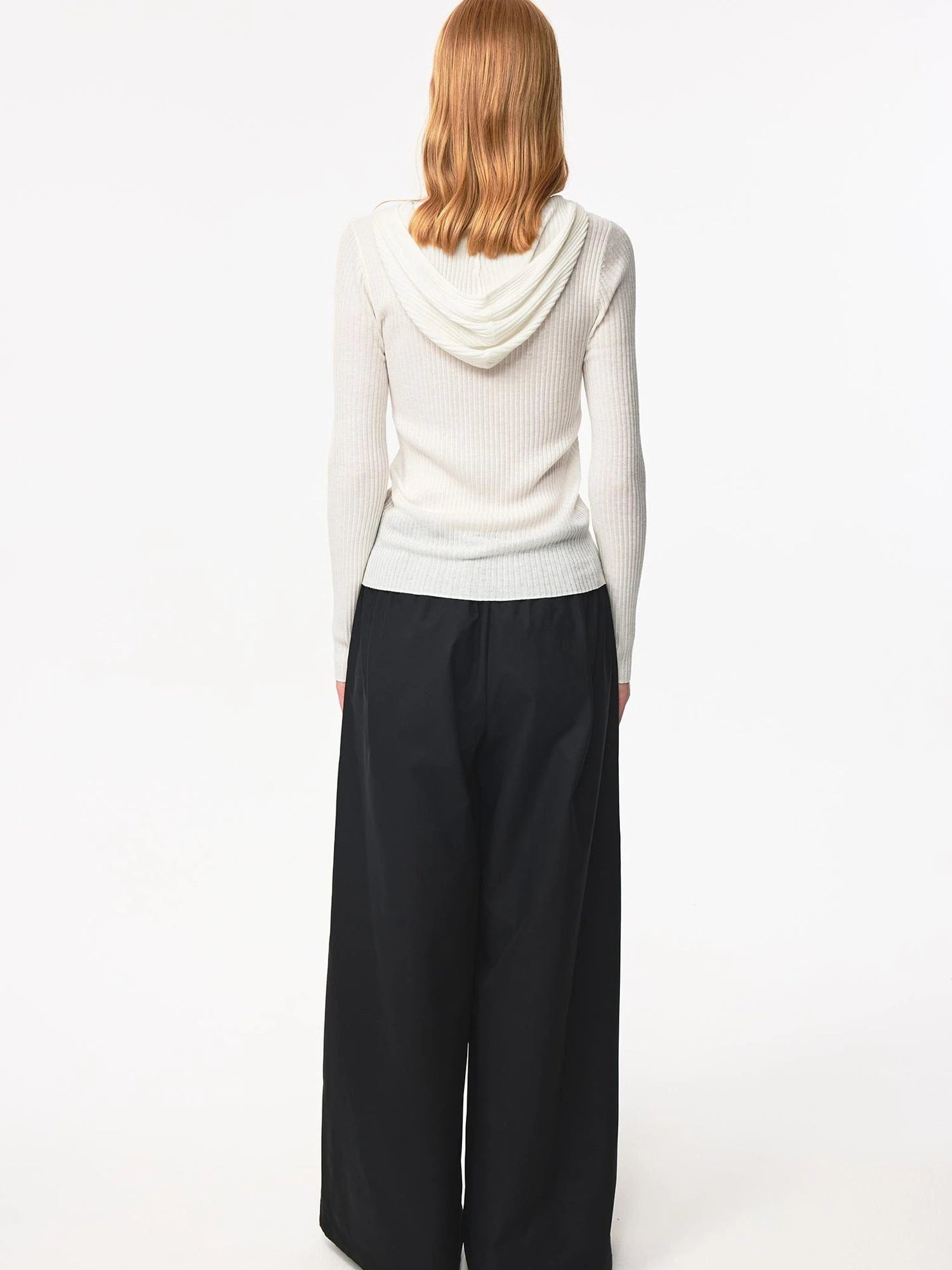 High Elastic Merino Wool Ribbed Hooded Half Zip Base Layer