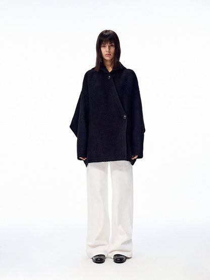 Northbutsouth Hooded Asymmetric Placket Batwing Cape Women&