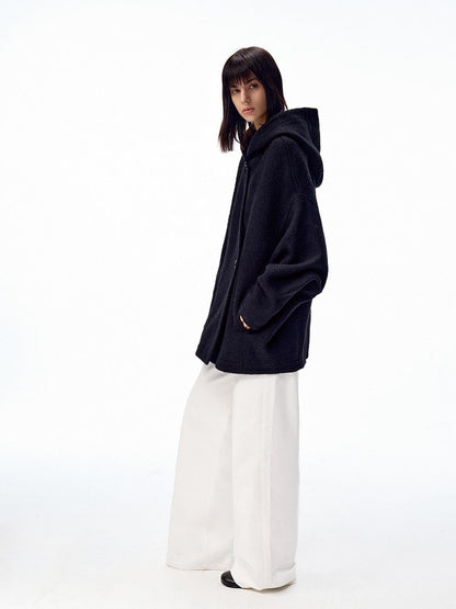 Northbutsouth Hooded Asymmetric Placket Batwing Cape Women&