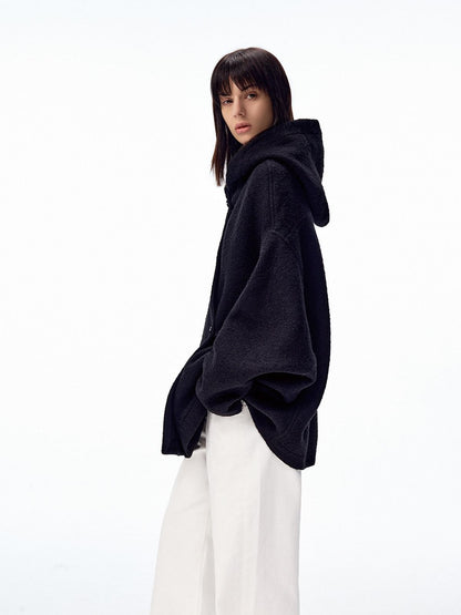 Northbutsouth Hooded Asymmetric Placket Batwing Cape Women&