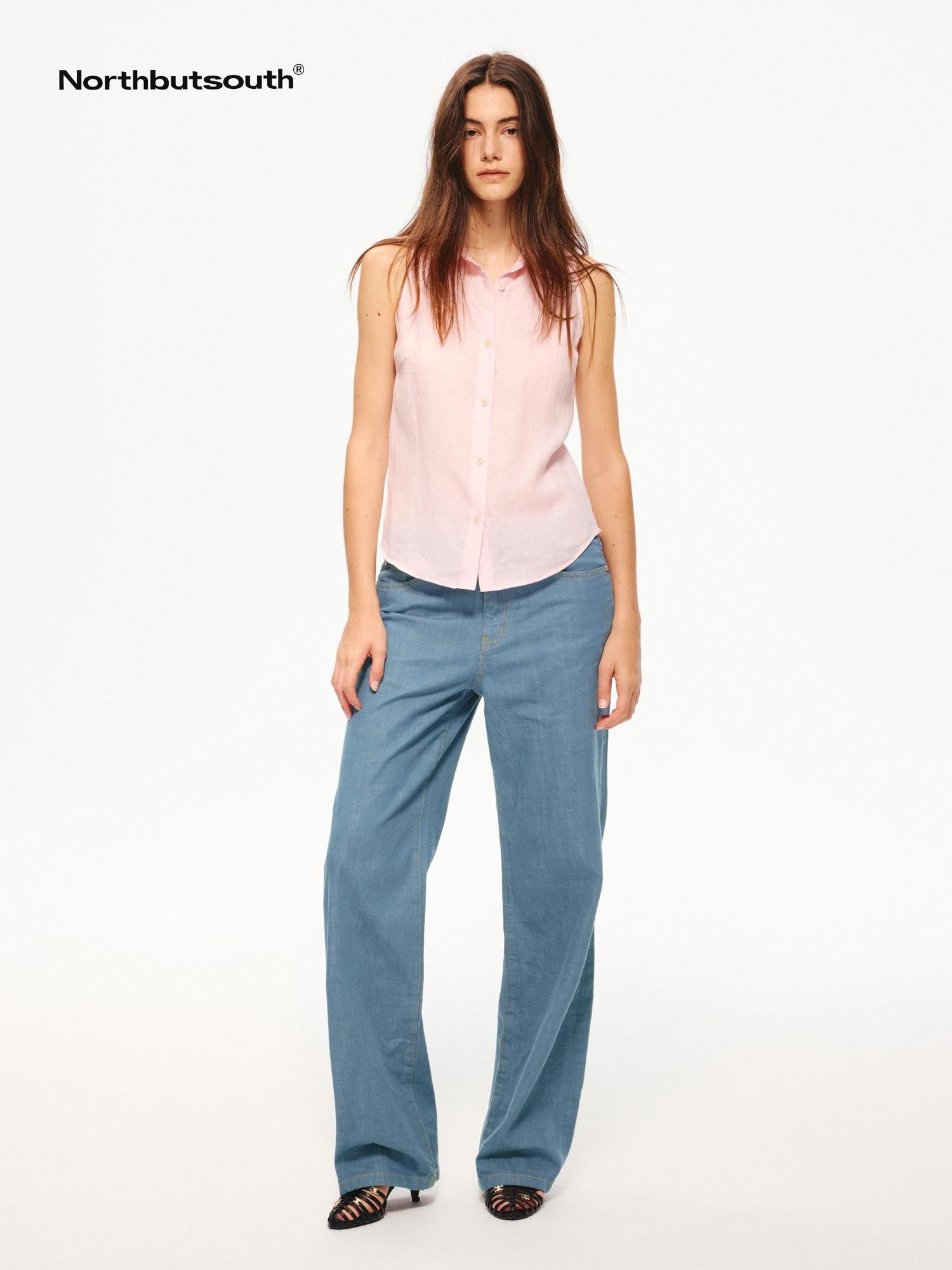 Northbutsouth Indigo Washed Low Waist Slim Lightweight Women&
