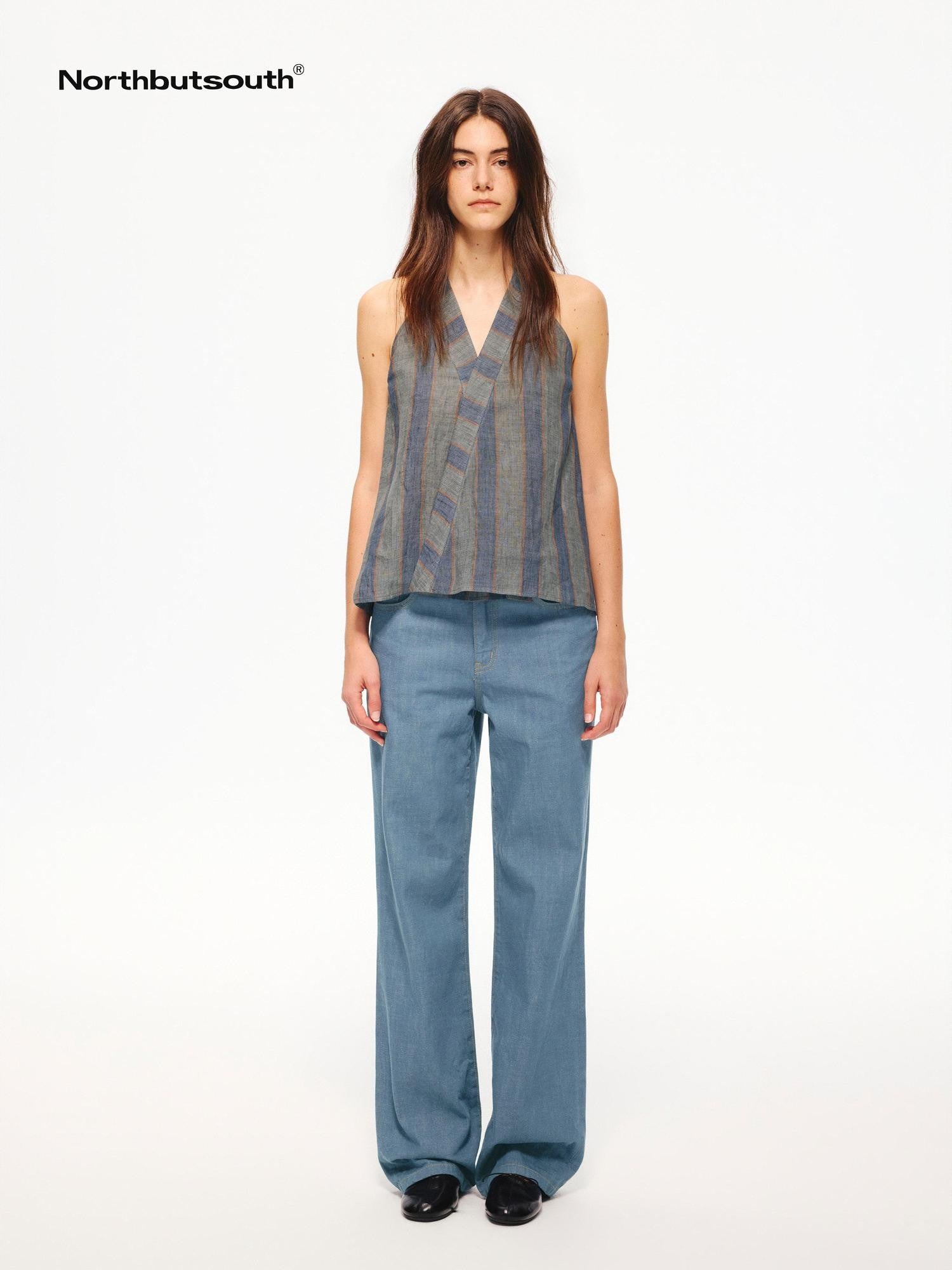 Northbutsouth Indigo Washed Low Waist Slim Lightweight Women&