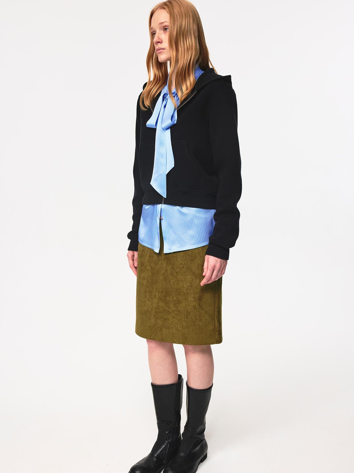 Northbutsouth Jacquard Knit Slim Fit Cropped Hooded Sweatshirt