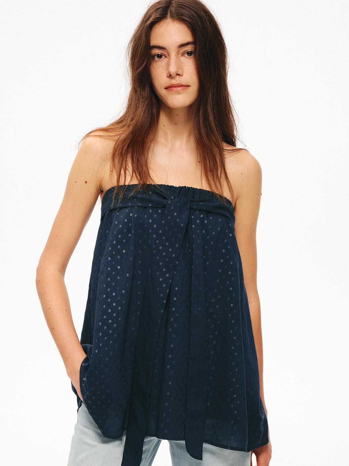 Northbutsouth Jacquard Polka Dot Strapless Convertible Tie Women&