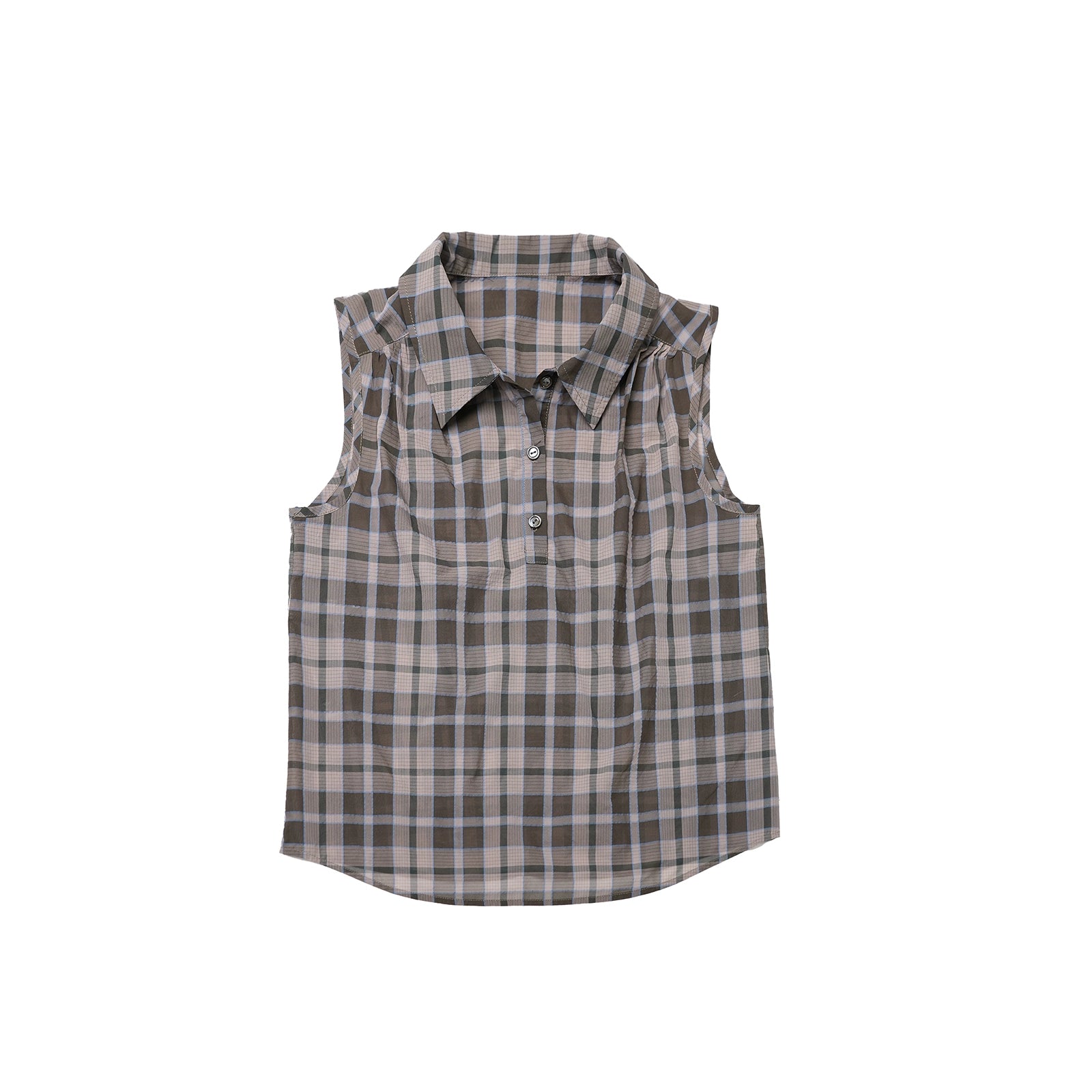 Northbutsouth Japanese Checkered Sleeveless Vest Pleated Skirt Set MISSTT