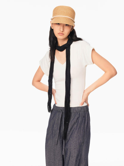 Northbutsouth Japanese Straw Woven Equestrian Round Top Curved Brim Women&