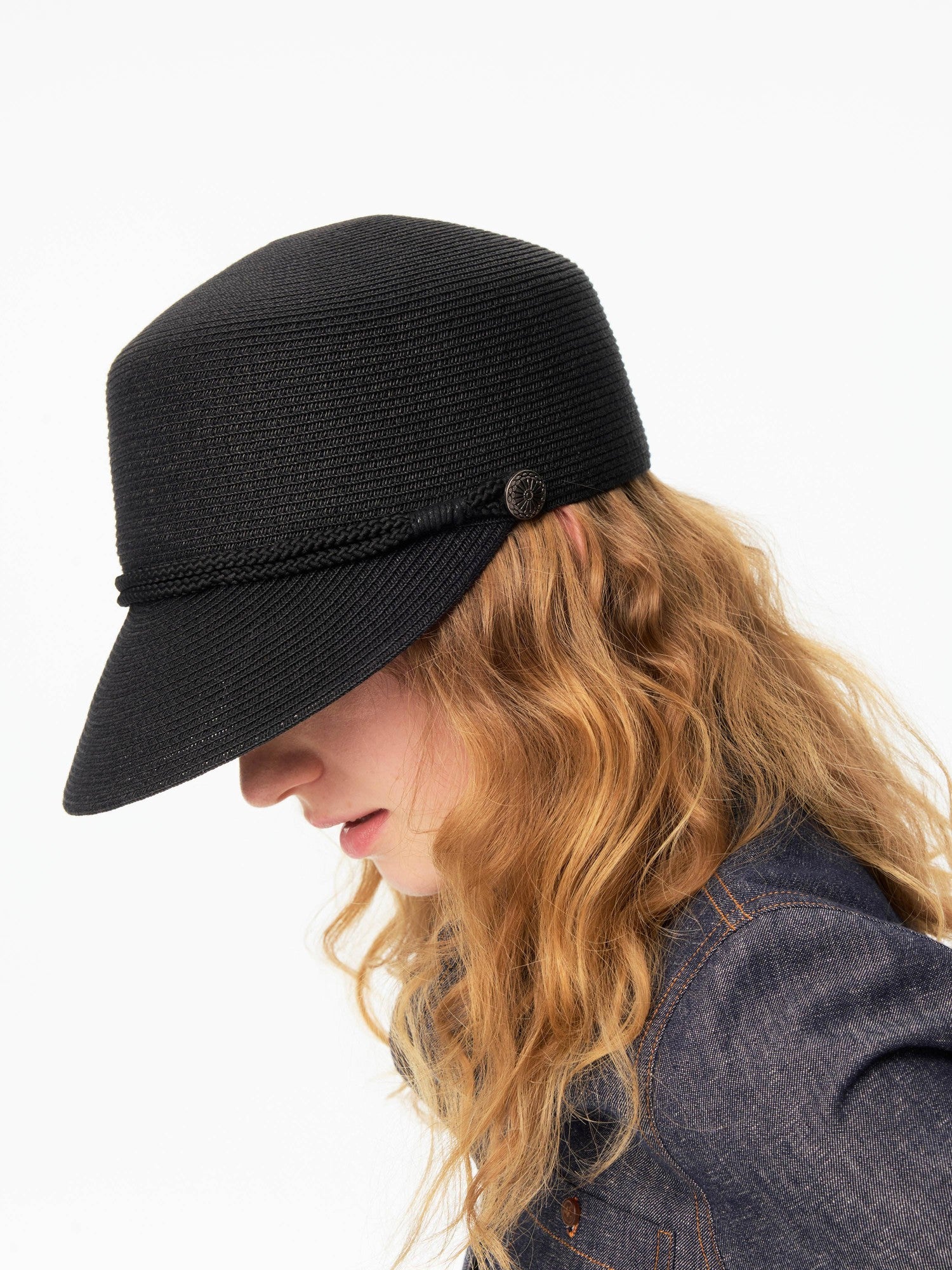 Northbutsouth Japanese Straw Woven Equestrian Round Top Curved Brim Women&