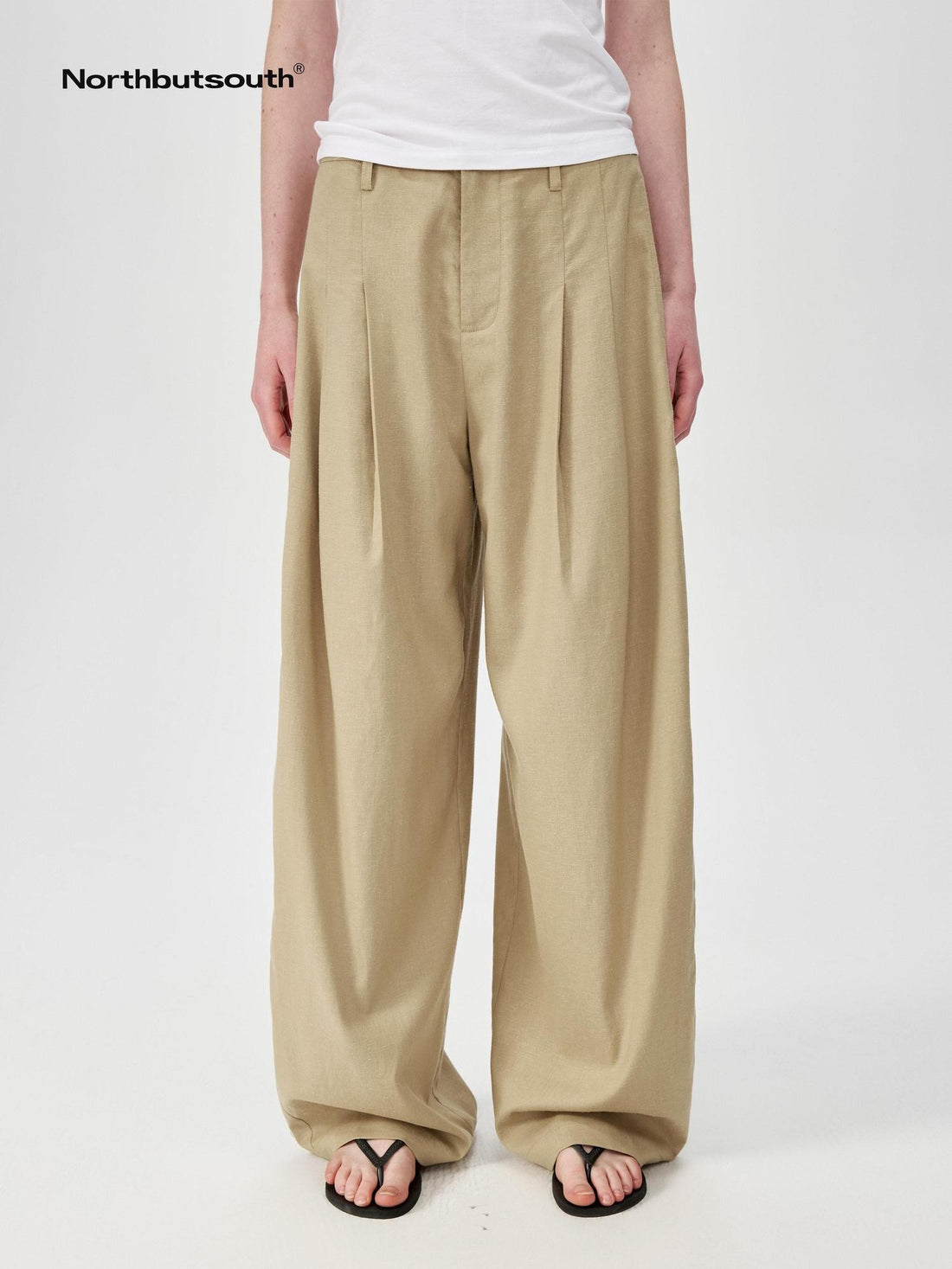 Northbutsouth Khaki Draped Cocoon Low Waist Relaxed Women&