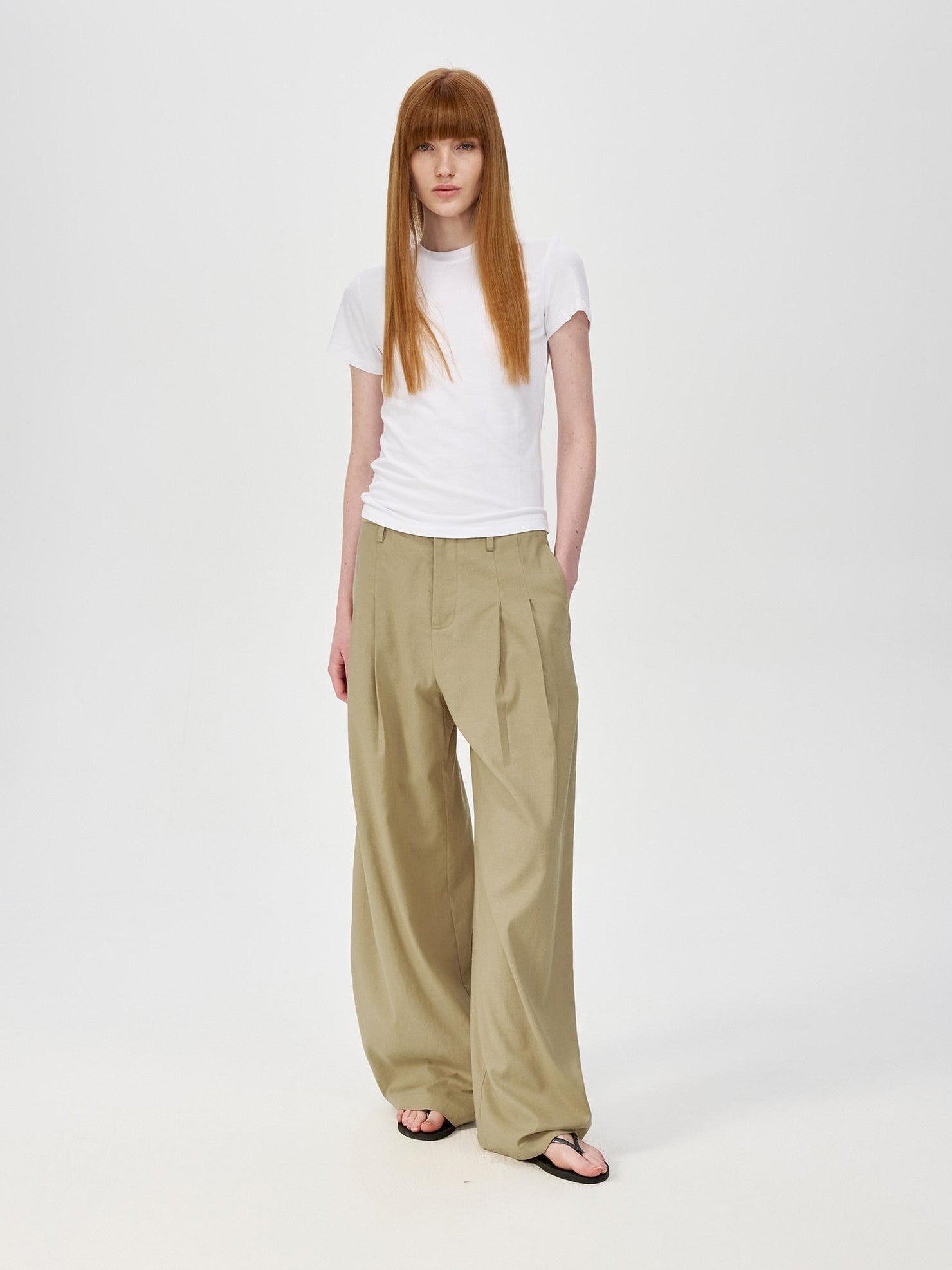 Northbutsouth Khaki Draped Cocoon Low Waist Relaxed Women&