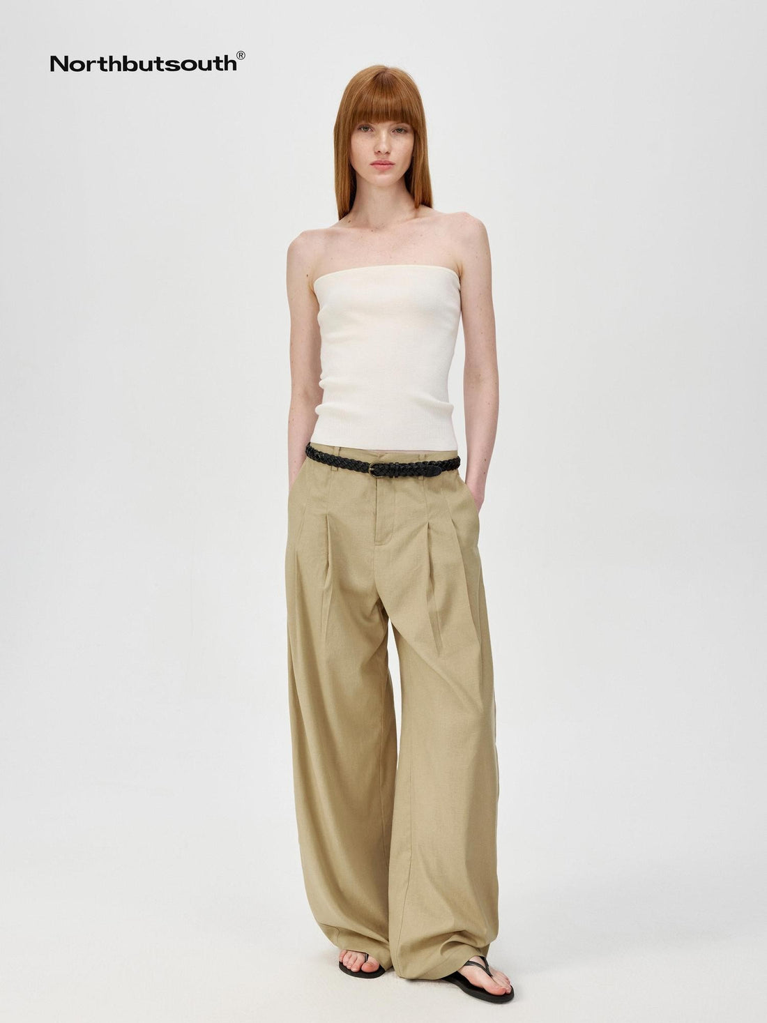 Northbutsouth Khaki Draped Cocoon Low Waist Relaxed Women&