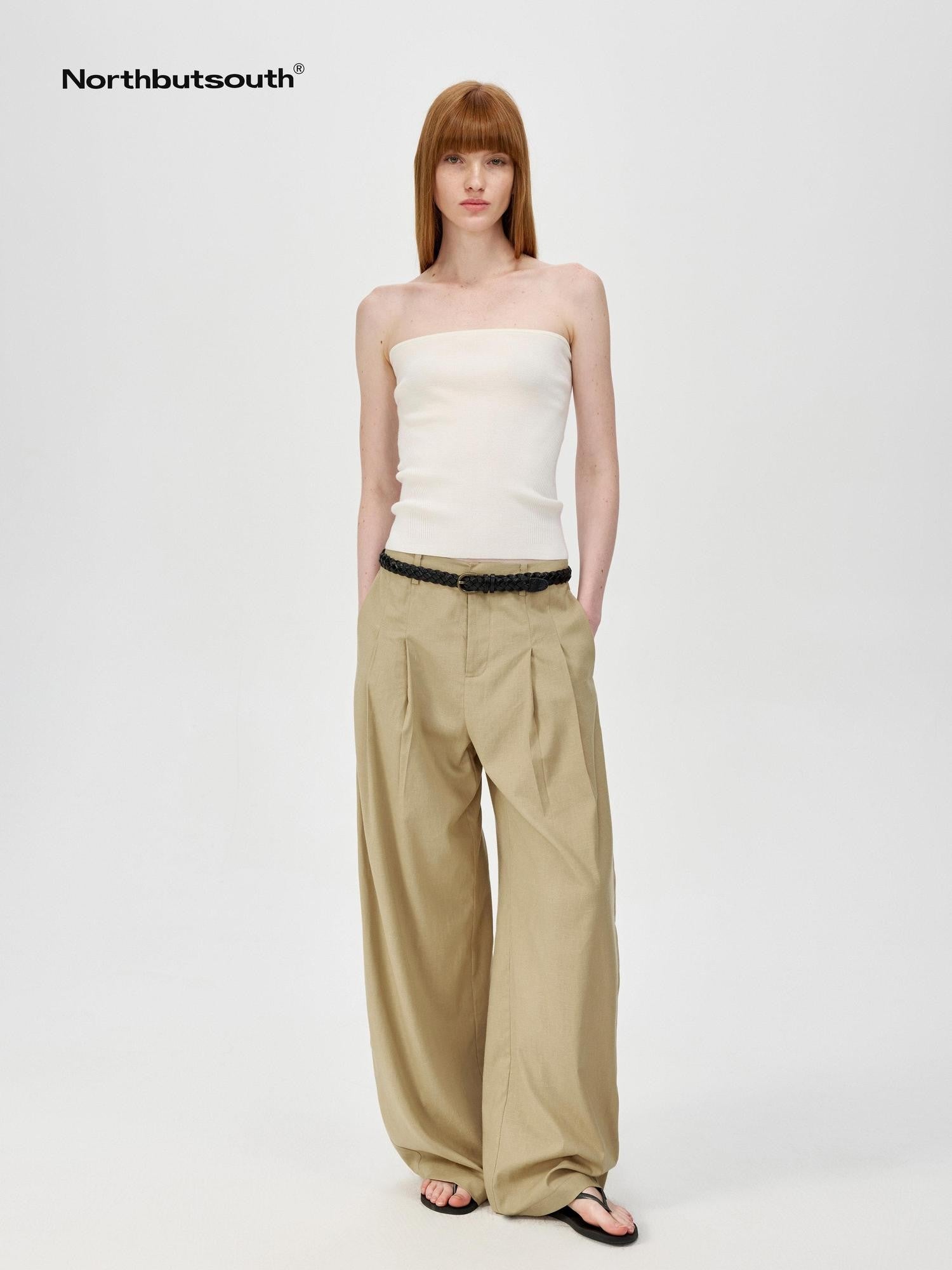 Northbutsouth Khaki Draped Cocoon Low Waist Relaxed Women&