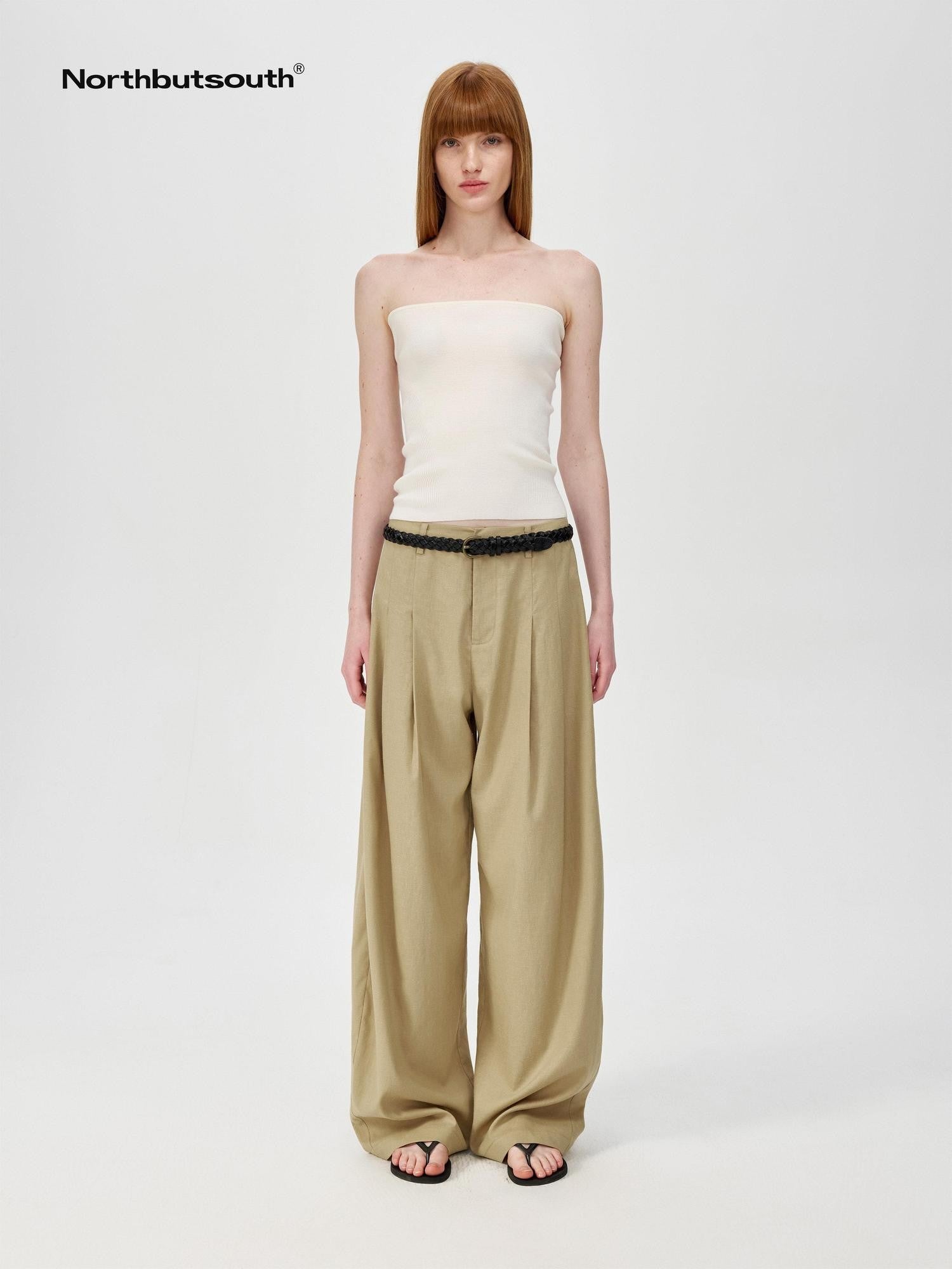 Northbutsouth Khaki Draped Cocoon Low Waist Relaxed Women&