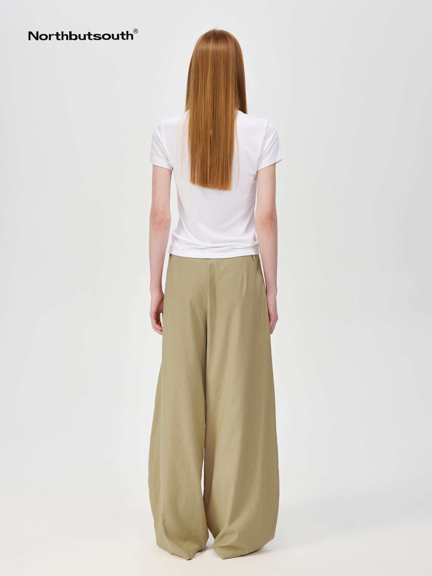 Northbutsouth Khaki Draped Cocoon Low Waist Relaxed Women&