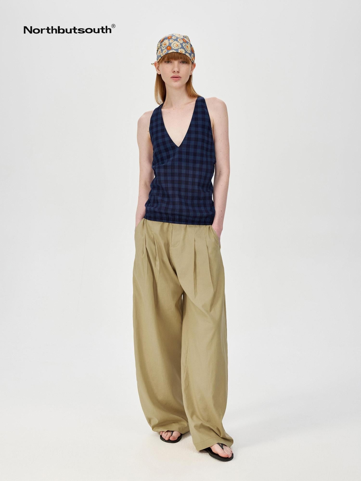 Northbutsouth Khaki Draped Cocoon Low Waist Relaxed Women&