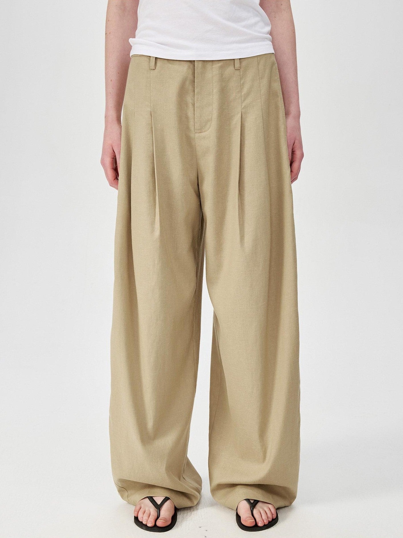 Northbutsouth Khaki Draped Cocoon Low Waist Relaxed Women&