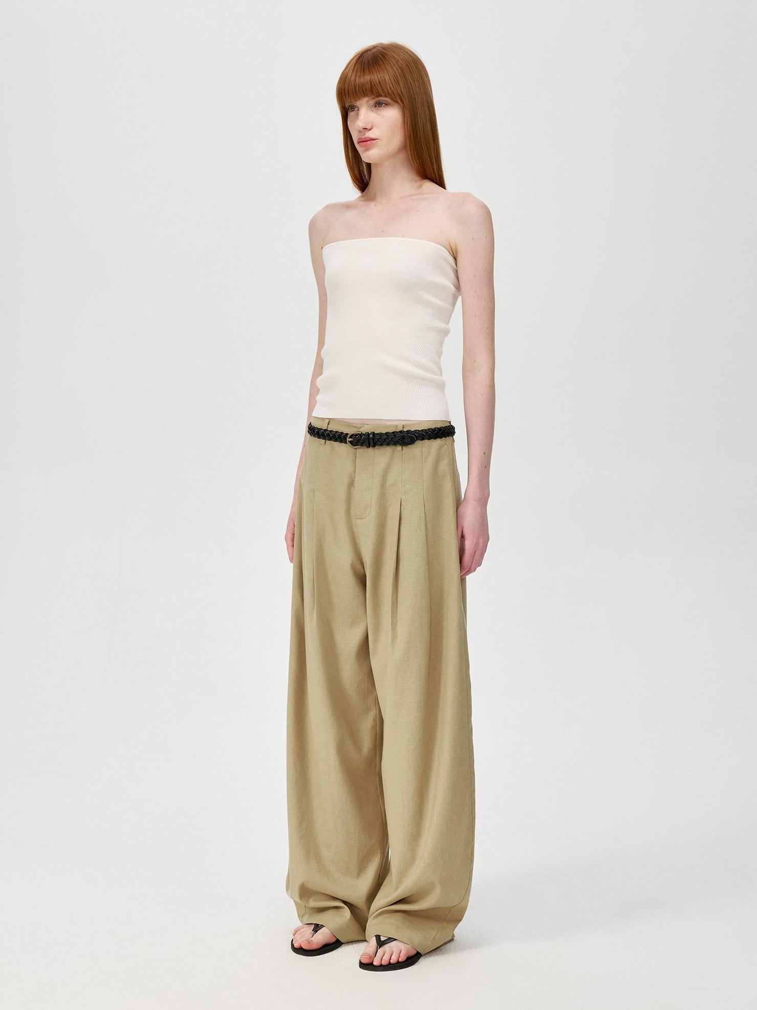 Northbutsouth Khaki Draped Cocoon Low Waist Relaxed Women&