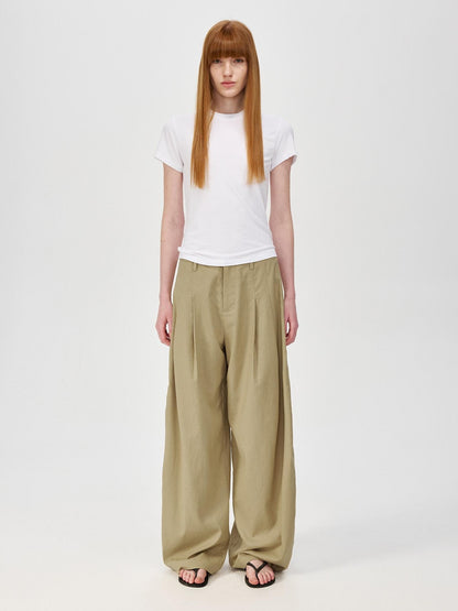 Northbutsouth Khaki Draped Cocoon Low Waist Relaxed Women&