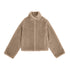 Northbutsouth_Khaki_Fluffy_Stand_Collar_Cropped_Loose_Fit_Women&