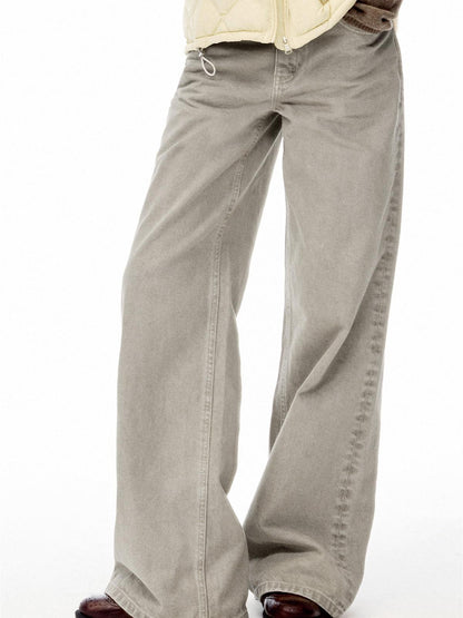Northbutsouth Khaki Green Low Rise Zip Fly Loose Fit Casual Women&