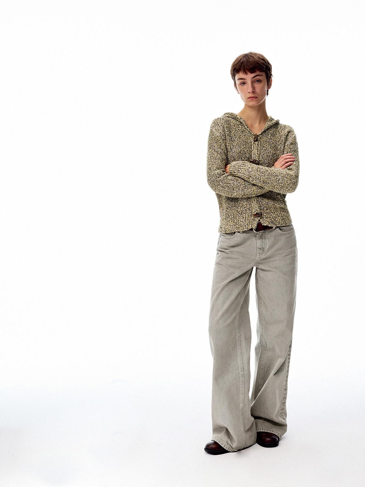 Northbutsouth Khaki Green Low Rise Zip Fly Loose Fit Casual Women&