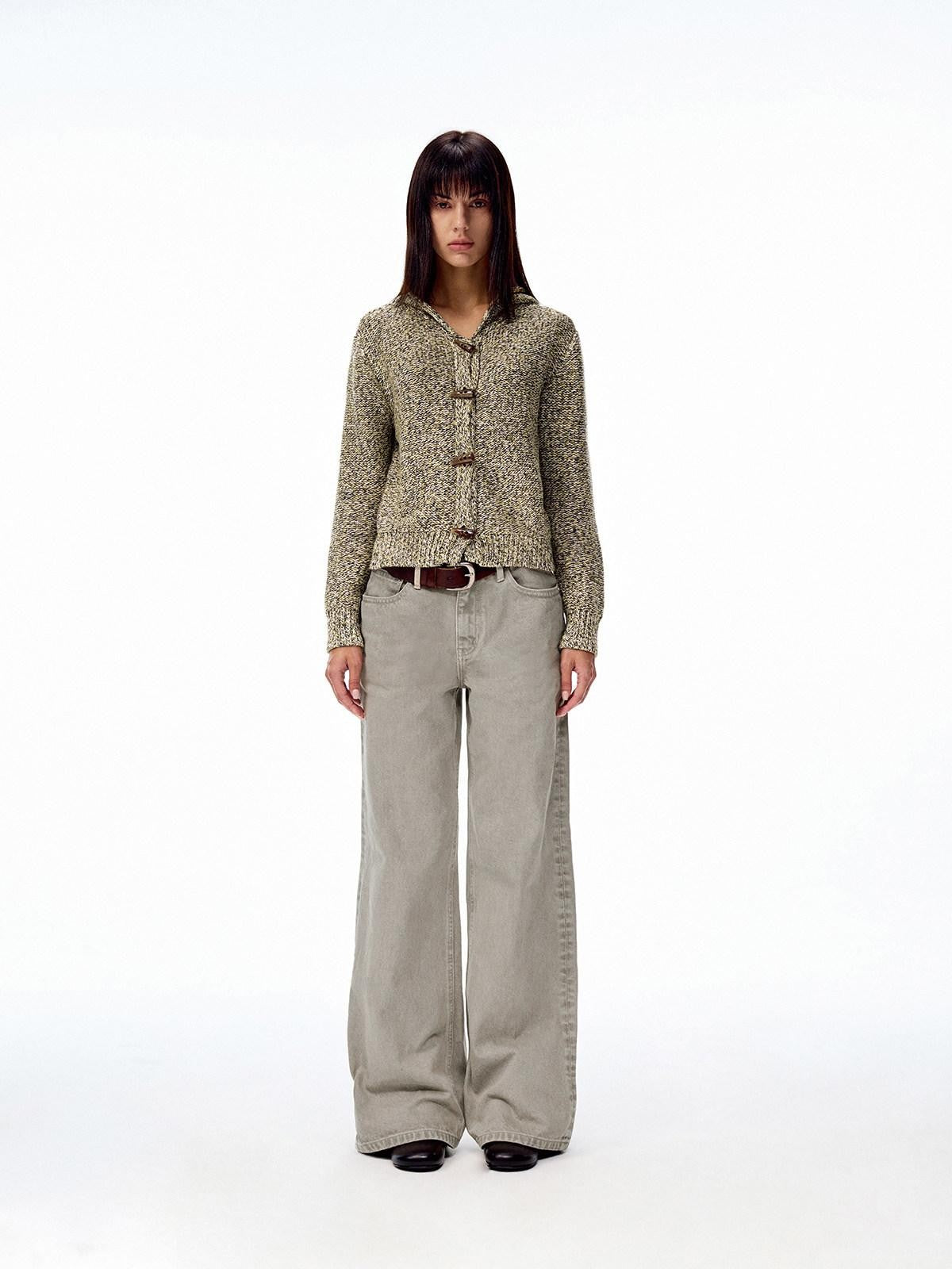 Northbutsouth Khaki Green Low Rise Zip Fly Loose Fit Casual Women&