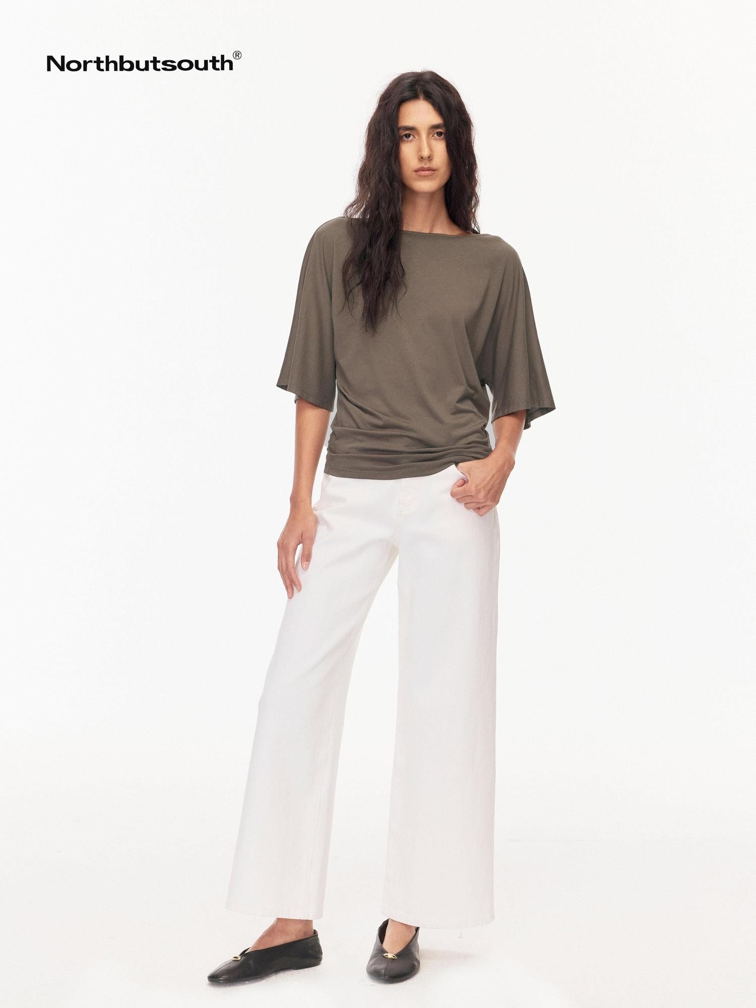Northbutsouth Layered Boat Neck Relaxed Breathable Women&