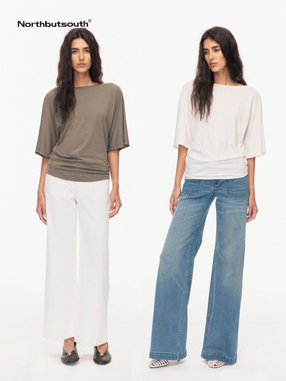 Northbutsouth Layered Boat Neck Relaxed Breathable Women&