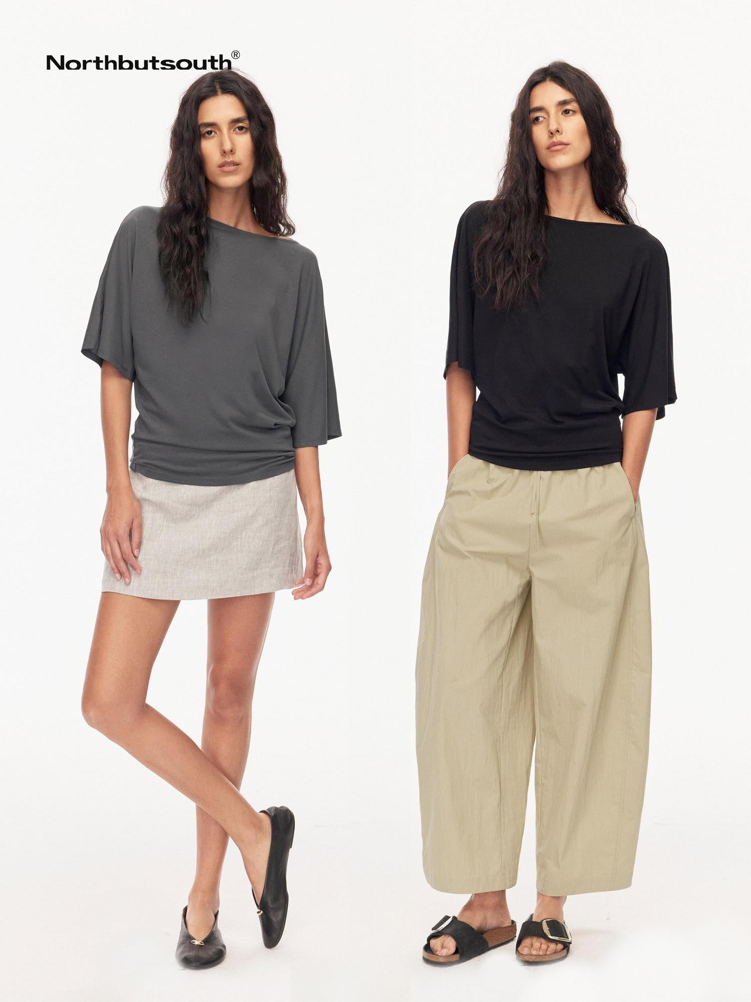Northbutsouth Layered Boat Neck Relaxed Breathable Women&